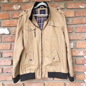Wantdo Men’s Casual Canvas OutdoorJacket w/ Stand-up Collar Size XL